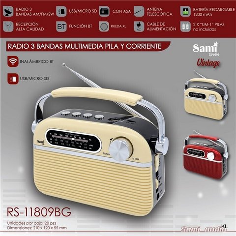 Radio Vintage AM/FM Com USB 21x12x6Cms ref.RS11809BG