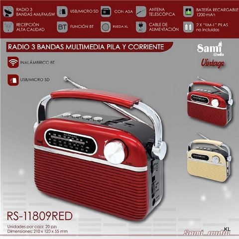 Radio Vintage AM/FM Com USB 21x12x6Cms ref.RS11809RED