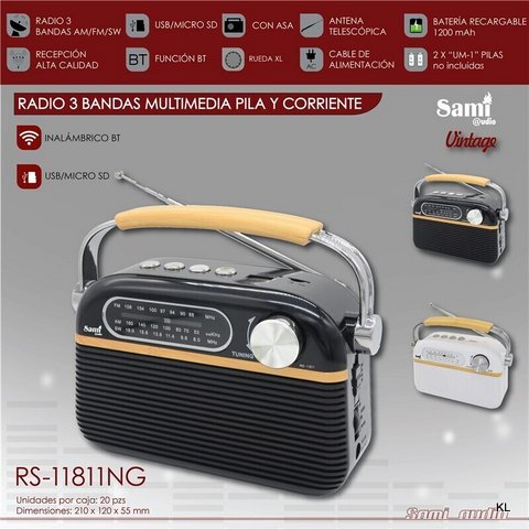 Radio Vintage AM/FM Com USB 21x12x6Cms ref.RS11818NG