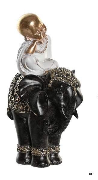 Figura Resina Monge/Elefante 14x14x26cms ref.FD205627A