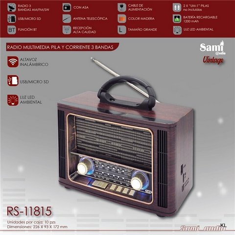 Radio Vintage AM/FM Com USB 22x9x17Cms ref.RS11815