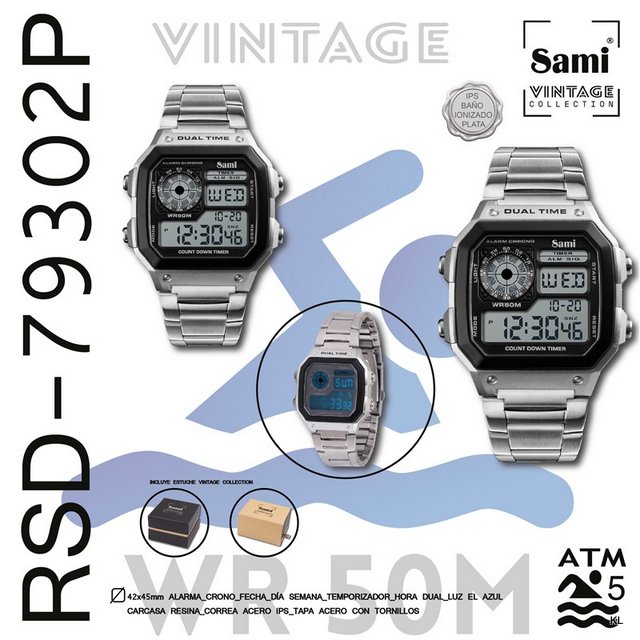 Relogio Sami Digital Vintage ref.RSD79320P