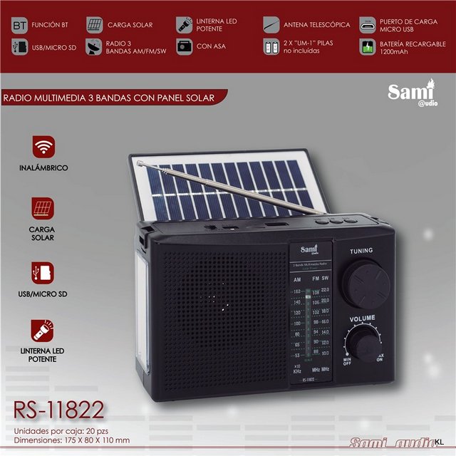 Radio Sami Multimedia Vintage c/Painel Solar ref.RS11822
