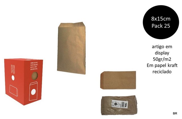 Pack de 25 Envelopes Kraft 8x15cms ref.54611