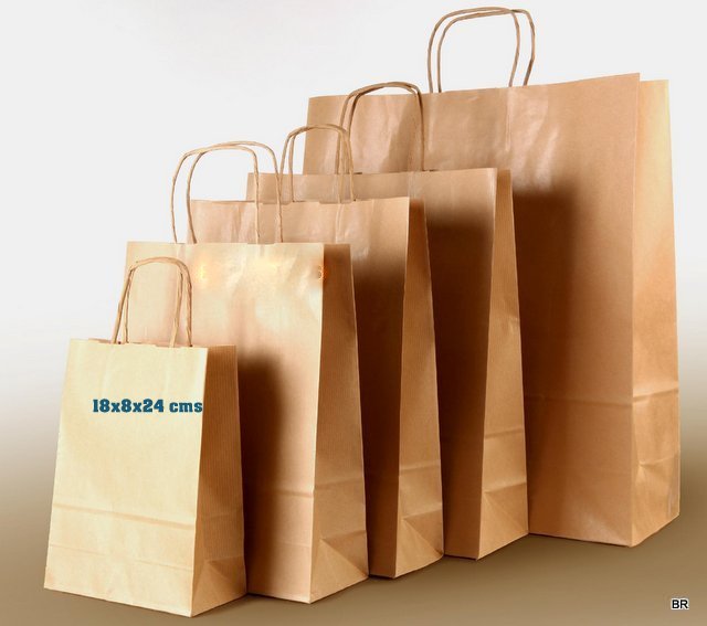 Pack de 12 sacos de Papel Kraft  (18x8x24 cms)ref.1020204