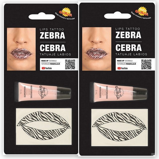 Pintura/Tatuagem Lábios Zebra ref.15711-acessorio caranaval