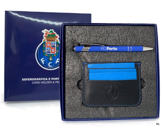 Conjunto Porta Cartoes Pele + Esferografica FC Porto ref. PS004