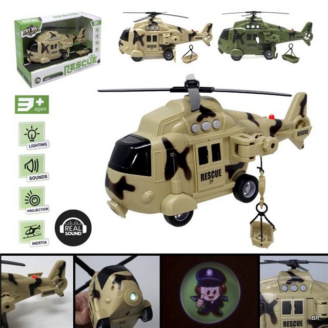 Brinquedo Helicoptero Resgate C/Luz e Som 33x10cms ref.A99
