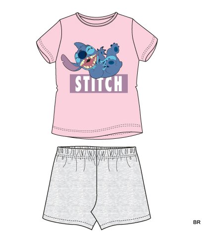Conjunto T-Shirt/ Calo Algodo Stitch ref. EX70488 ( 12 Anos)