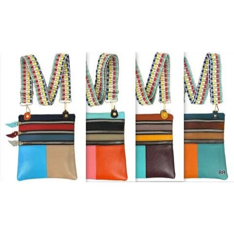 Malinha/ Bolsa tiracole em Pele Multicor 21x18cms ref. MF7800