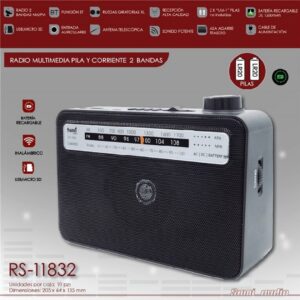 Radio Multimédia  -2Pilhas LR20 e Corrente-20,5x6x13,5cms ref. RS11832