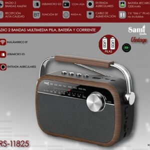 Radio Multimédia Corrente,Pilhas e Bateria 22x14x6cms Ref. RS11825