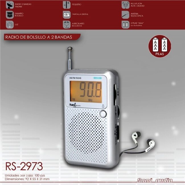 Radio transístor  a Pilhas  9x6x21cms Ref. RS2973