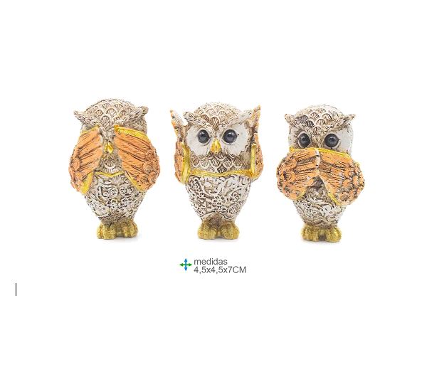 Pack de 3 Mochos Resina 7cms ref.MR78264