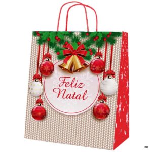Pack de 6 Sacos Natal Jumbo-Feliz Natal-42x16x49cms ref. 1025280