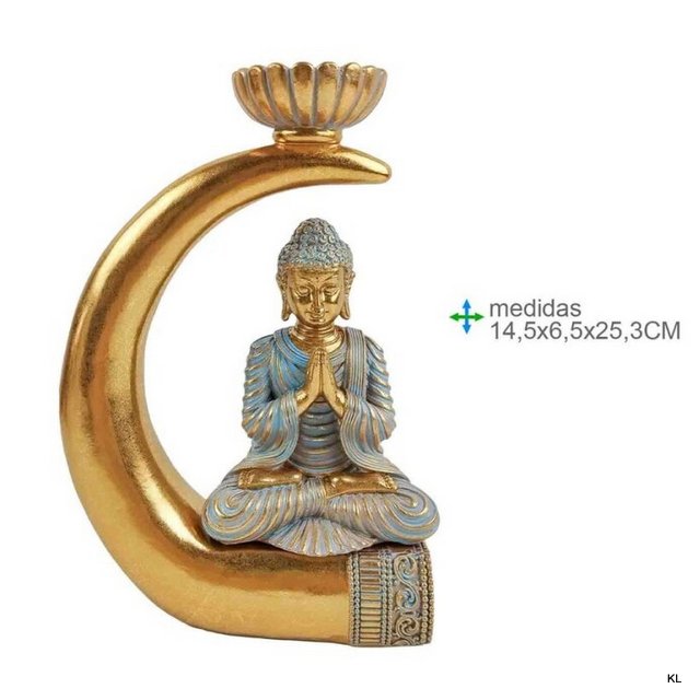 Buda em Resina Porta Vela 14,5x6,5x25cms ref.BR78384