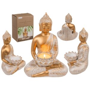 Figura Buda Resina c/porta vela 13x19cms ref.190444