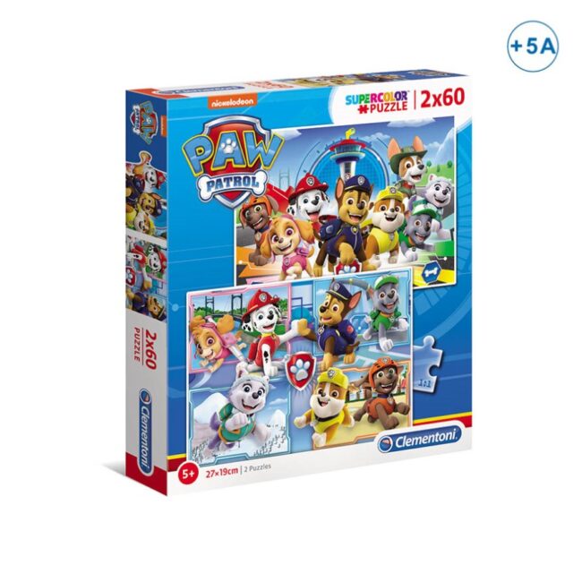 Puzzle Patrulha Pata 2x60peças + 4/5 Anos 27x18,5cms ref.CE21617