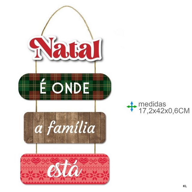 Placa de Parede Natal MDF 17x42cms ref.BD78869