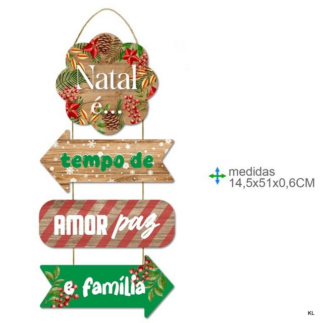 Placa de Parede Natal MDF 14,5x51cms ref.BD78871