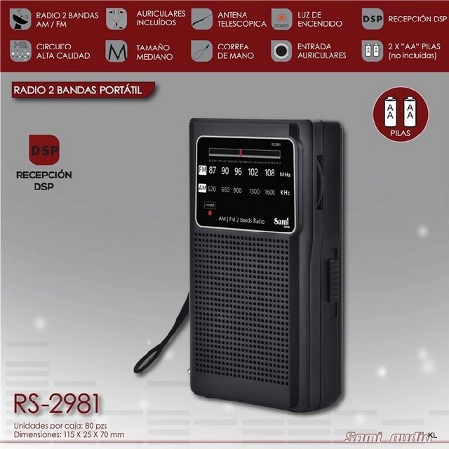 Radio transístor AM/FM 12x7cms ref.RS2981