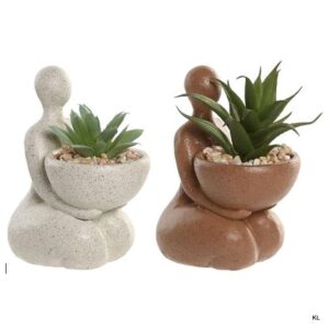 Pack de 2 Estatuetas Resina c/Planta 12cms ref.JA222556