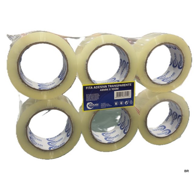 Pack de 6 Fita cola Transparente Larga 48MMx100MTS ref.69152