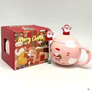 Caneca de Natal c/colher 380ML ref.CN78692Rosa