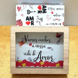 Mealheiro Dia dos Namorados Madeira 20x16cms  ref. NAM12017