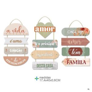 Pack de 3 Placas de Parede MDF ref.BD78905