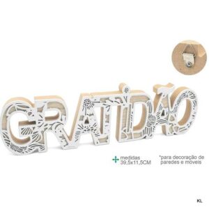 Placa Decoração MDF 39,5x11,5cms "Gratidão" Ref. BD78439