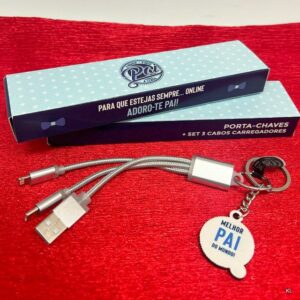 Porta chave+ 3 Cabos Carregadores USB Dia do Pai ref.26068