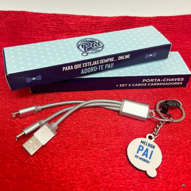 Porta chave+ 3 Cabos Carregadores USB Dia do Pai ref.26068
