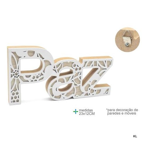 Placa Decoração MDF 23x12cms "Paz" Ref. BD78441