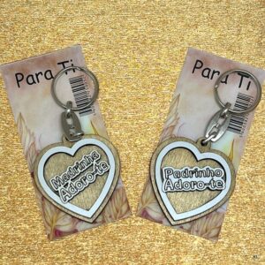 Pack de 2 Porta Chaves Madeira Dia dos Padrinhos ref. 5024891