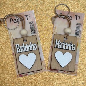 Pack de 2 Porta Chaves Madeira Dia dos Padrinhos ref. 5024892