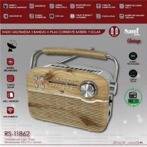 Radio Vintage Multimédia Com USB 21x14cms ref. RS11862