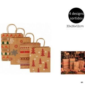 Pack de 12 Sacos de Natal Kraft 33x26x12cms ref.24341