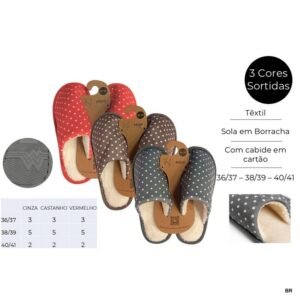 Pack de 6 pares de Chinelos Senhora ( tam 36/37,38/39,40/41) ref.25461