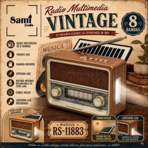 Radio Multimédia Vintage c/ Lanterna 18x7x13cms ref.RS11883