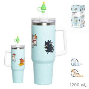 Copo térmico Inox c/Pega Natal 1200ML Gatos Ref.2647938