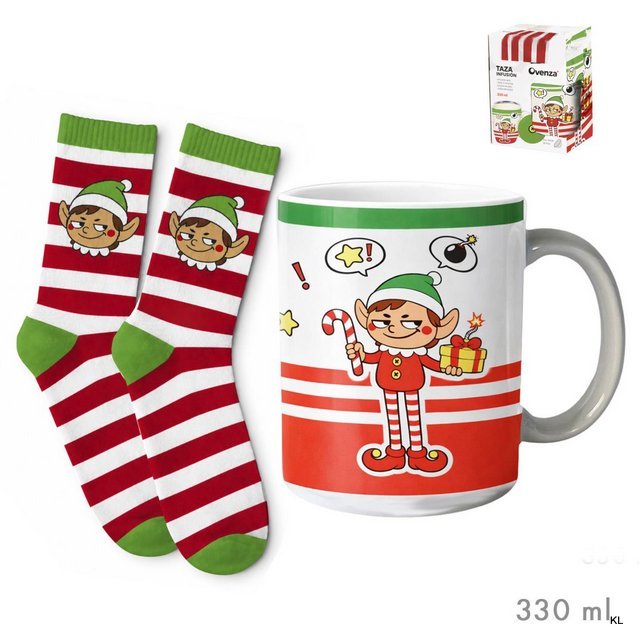 Caneca de Natal Cerâmica Elfo com meias ref.2838249