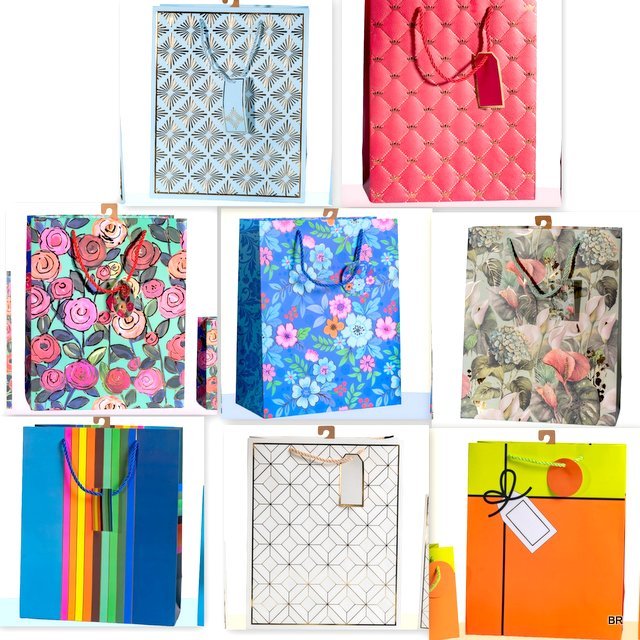 Pack de 8 Sacos Papel Cartonado Fantasia 26x32x12cms ref. 260/5