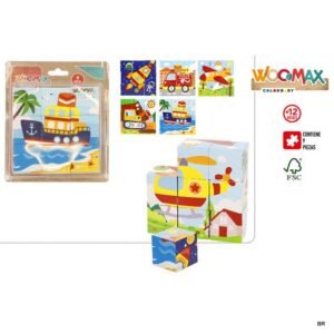 Brinquedos Puzzle Cubos Madeira 10,5x10,5cms ref.38329