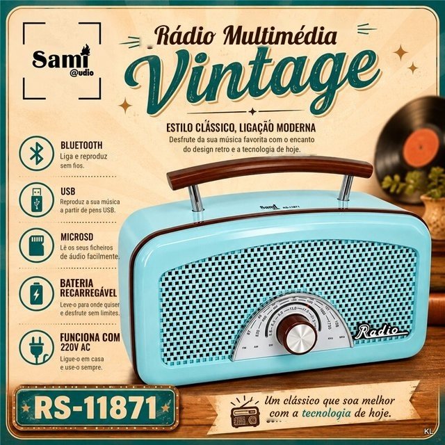 Radio Multimédia Vintage 22x8x12cms ref.RS11871