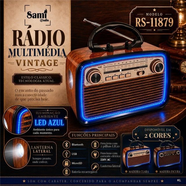 Radio Multimédia Vintage 20x8x13,5cms ref.RS11879