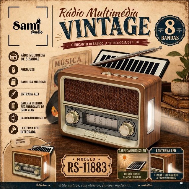 Radio Multimédia Vintage c/ Lanterna 18x7x13cms ref.RS11883