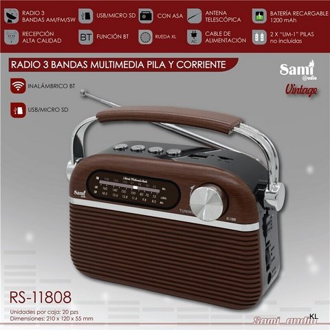 Radio Vintage AM/FM Com USB 21x12x6Cms ref.RS11808