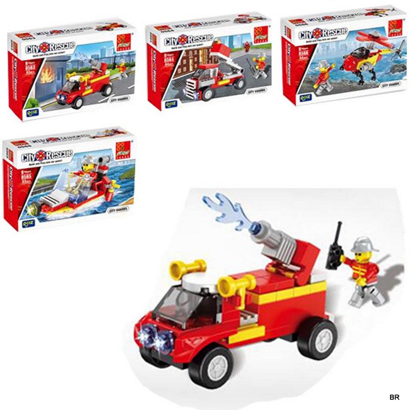 Brinquedo Construcao Bombeiros 15x10cms ref.59572--pack de 4 uni