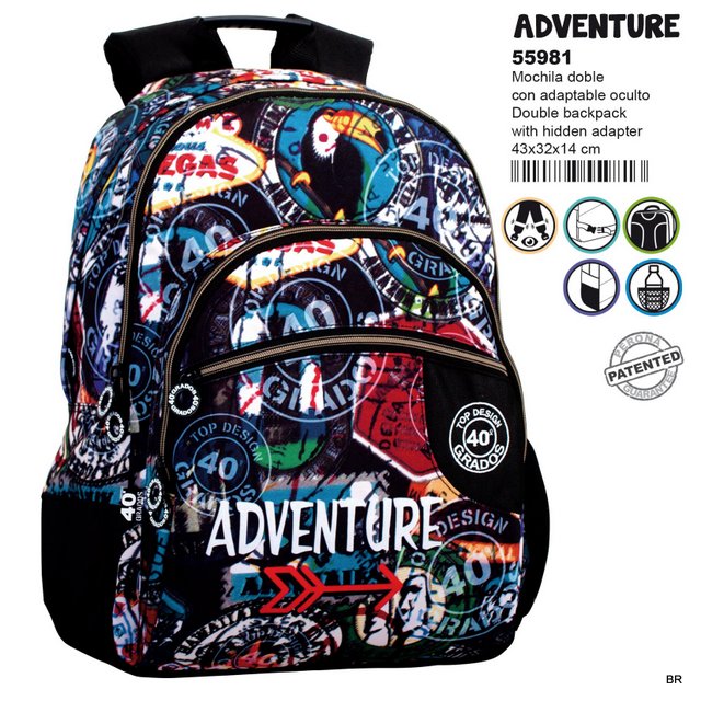 Mochila Escolar 40 Degree 43x32x14cms ref.55981